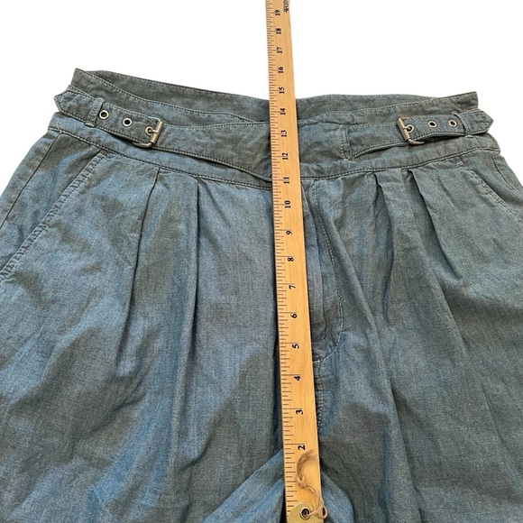 Ralph Lauren High Waist Pleated Chambray Shorts - Size 14-Side buckles-Pockets - Picture 8 of 12